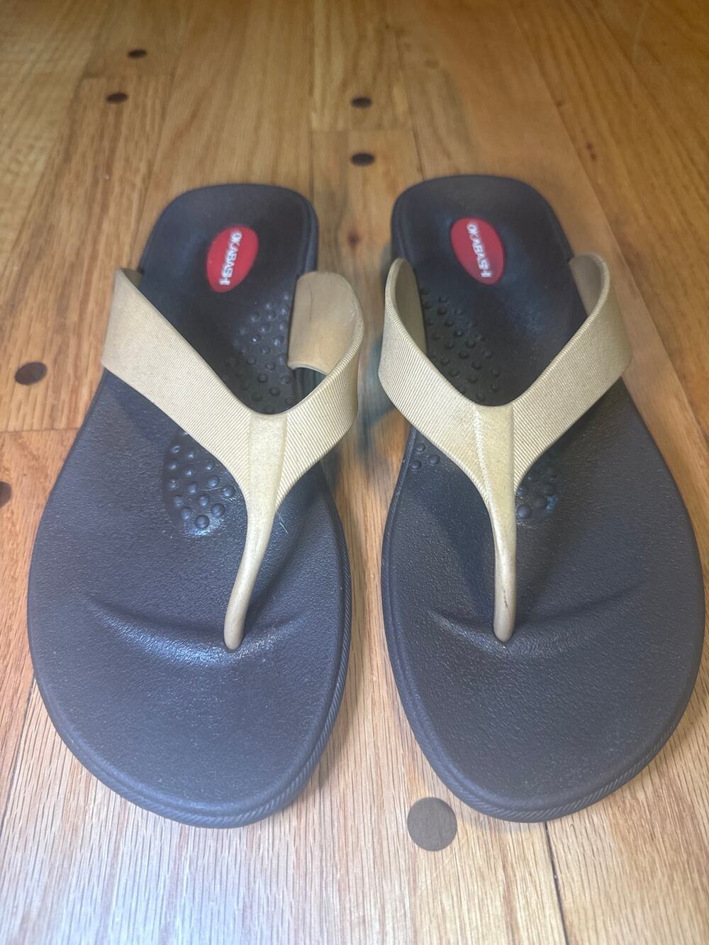 Okabashi Women’s M/L Black Bronze Comfort Flip Flops Made in USA